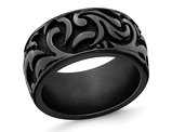 Men's Black Titanium 11mm Pattern Band Ring